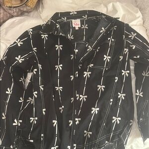 So Me Black and White Bow Print Shirt